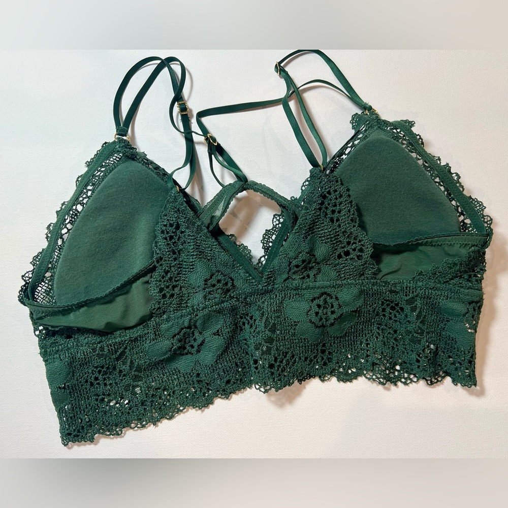 aerie Bralette Green Lace Padded Racerback - Picture 7 of 9